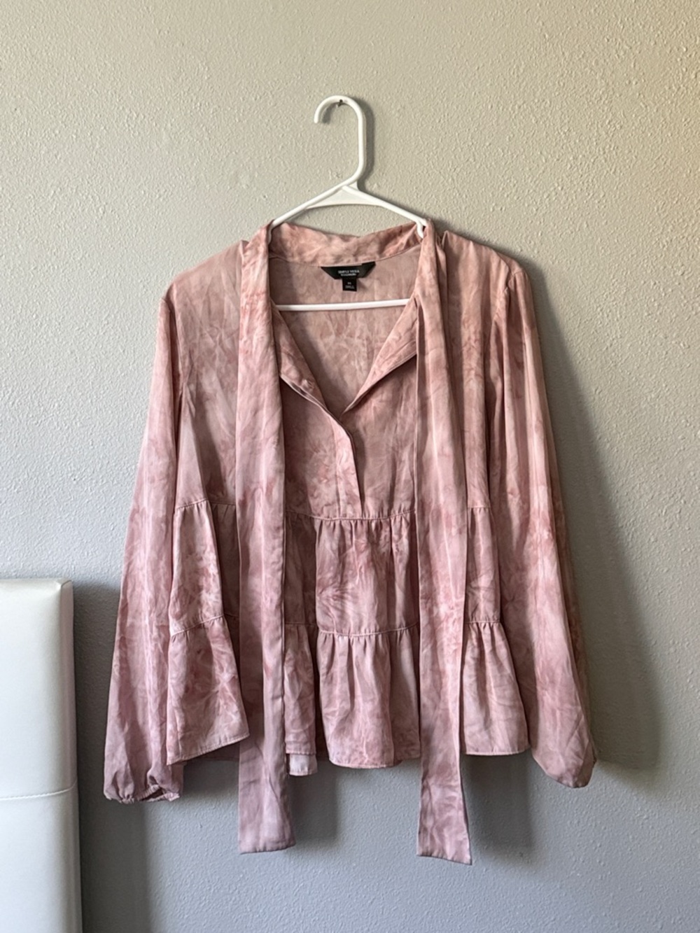 Tie-Neck Peasant Blouse - Dusty Pink